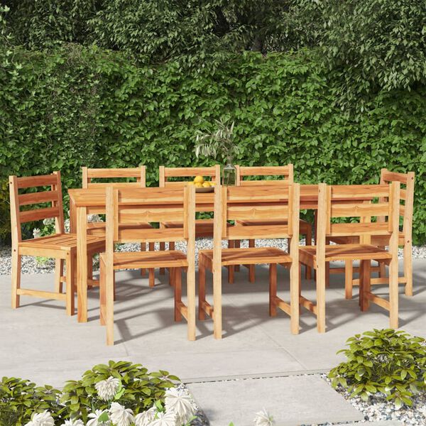 vidaXL Set da Pranzo per Giardino 9 pz in Legno Massello di Teak