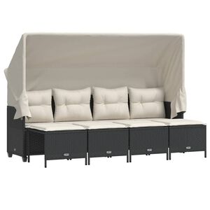 vidaXL Set Divani da Giardino 5 pz con Cuscini in Polyrattan Nero