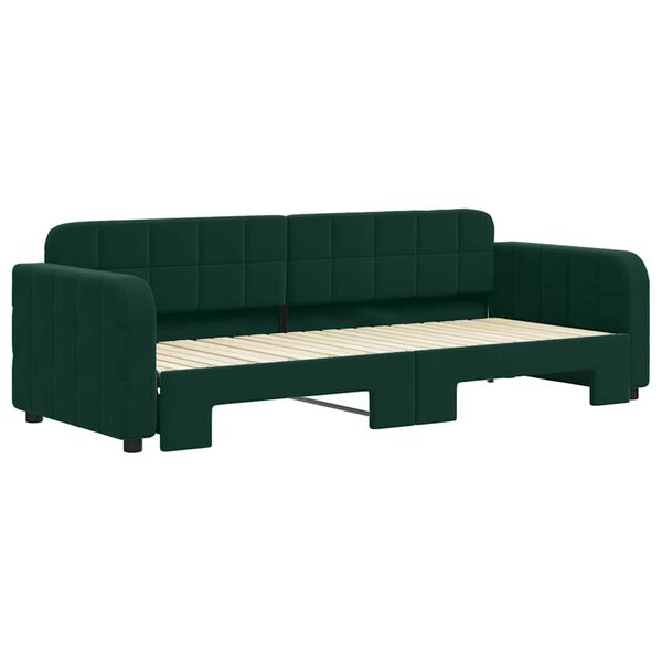 vidaXL Divano Letto con Letto Estraibile Verde Scuro 80x200cm Velluto