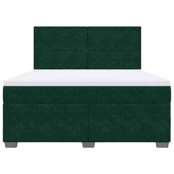 vidaXL Giroletto a Molle con Materasso Verde Scuro 180x200 cm Velluto
