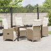 vidaXL Set da Pranzo per Giardino con cuscino 5 pcs Beige Poly Rattan
