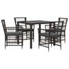 vidaXL Set da pranzo per esterni 5 pz Nero polyrattan