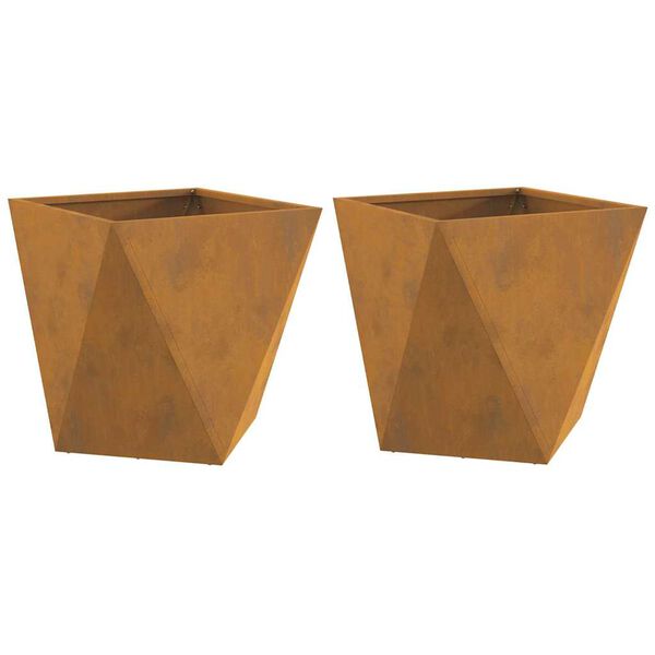 vidaXL Fioriera 2 pcs Ruggine 40 x 40 x 40 cm