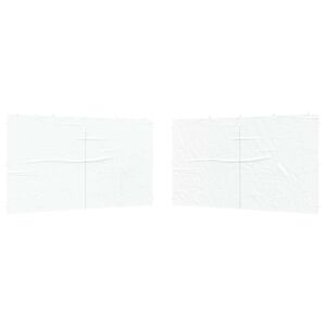 vidaXL Parete per tenda da festa 2 pz 400 x 195 cm Bianco PE e Acciaio
