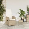vidaXL Sedia Reclinabile da Giardino con Cuscini Beige in Polyrattan