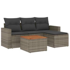 vidaXL Set Divano da Giardino 5 pz con Cuscini Grigio in Polyrattan