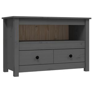 vidaXL Mobile Porta TV Grigio 79x35x52 cm in Legno Massello di Pino