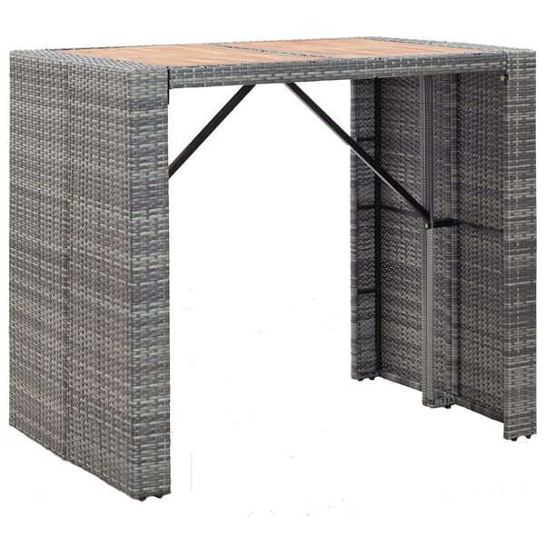vidaXL Set da Bar da Giardino 5 pz Polyrattan e Legno Acacia Grigio