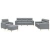 vidaXL Set Divani 4 pz con Cuscini Grigio Chiaro in Tessuto