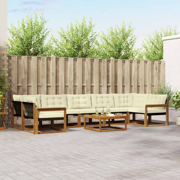 vidaXL Set di divani da esterno con cuscino 8 pcs Naturale e Crema