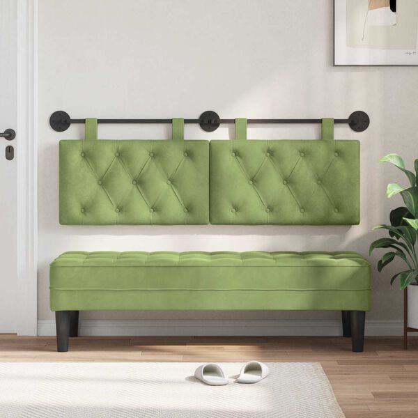 vidaXL Testata appesa Verde chiaro 130 x 55 x 7 cm Velluto