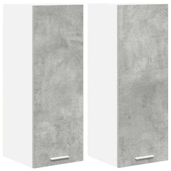 vidaXL Armadio pensile 2 pcs Grigio Cemento e Bianco 30 x 31 x 80 cm