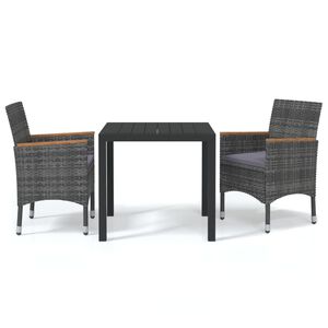vidaXL Set da Pranzo per Giardino 3 pz con Cuscini Polyrattan Grigio