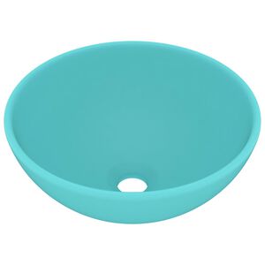 vidaXL Lavandino Lusso Rotondo Verde Chiaro Opaco 32,5x14 cm Ceramica