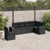 vidaXL Set Divano da Giardino 6 pz con Cuscini Nero in Polyrattan