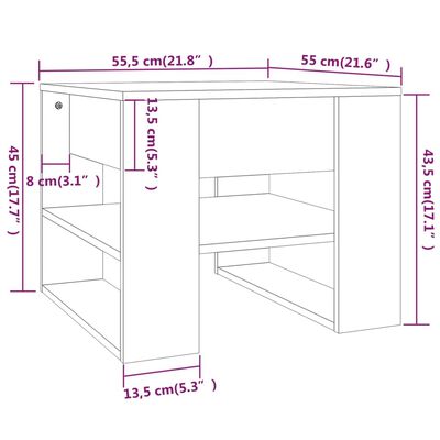 vidaXL Tavolino Salotto Grigio Cemento 55,5x55x45 cm Legno Multistrato