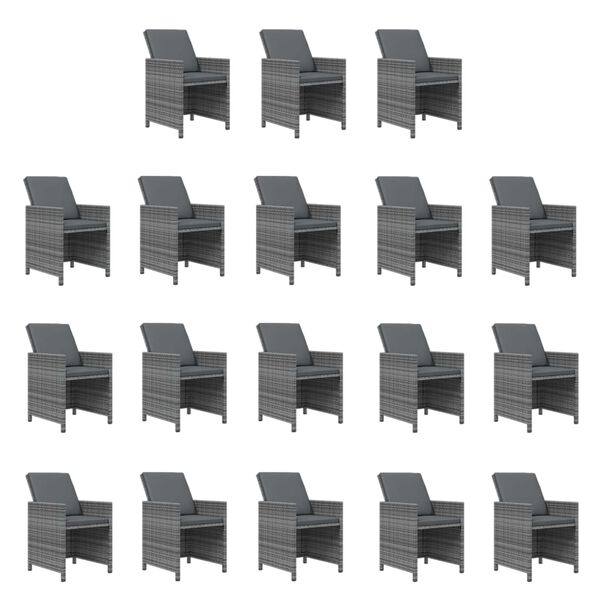 vidaXL Set Pranzo da Giardino 15 pz con Cuscini in Polyrattan Grigio