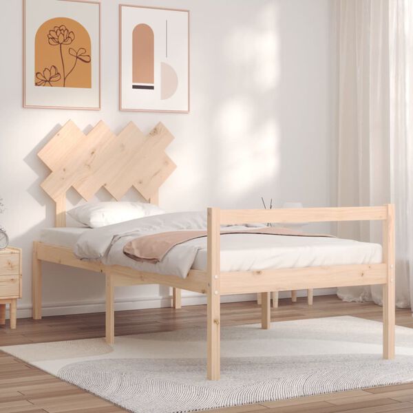 vidaXL Letto per Anziani con Testiera 90x200 cm in Legno Massello