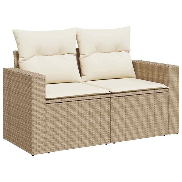 vidaXL Set Divano da Giardino 9 pcs Beige e Crema polyrattan