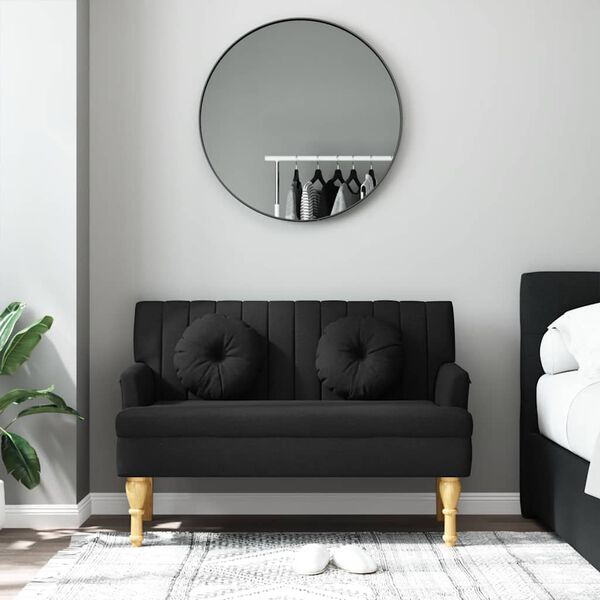 vidaXL Panca con Cuscini Nera 113x64,5x75,5 cm in Tessuto