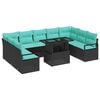 vidaXL Set Divano da Giardino 10 pz 9-Numero di posti Nero e Blu