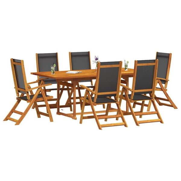 vidaXL Set Pranzo da Giardino 7pz Legno Massello di Acacia e Textilene