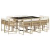 vidaXL Set da Pranzo da Giardino 11 pz con Cuscini Beige in Polyrattan
