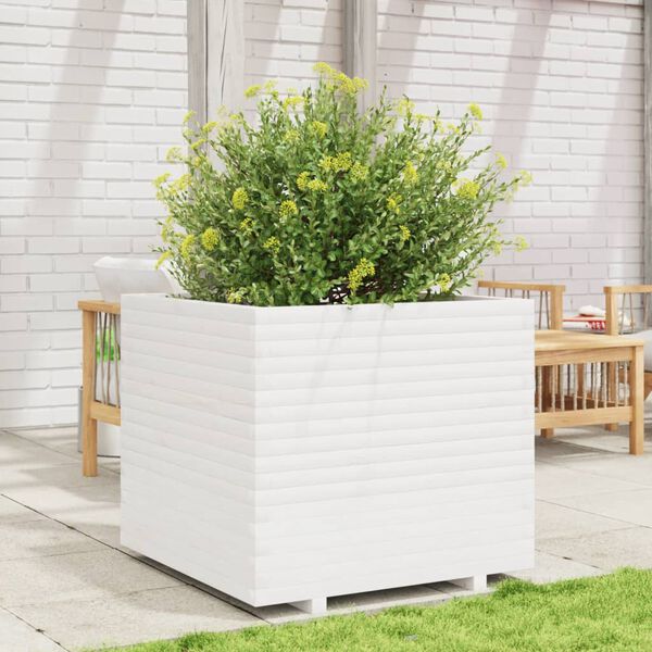 vidaXL Fioriera da Giardino Bianca 80x80x72 cm Legno Massello di Pino