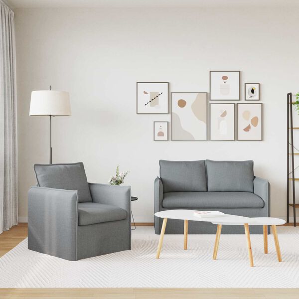 vidaXL Set di divani 2 pcs Grigio chiaro 136 x 82 x 85 cm Tessuto