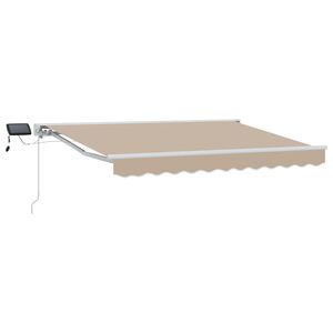 vidaXL Cornice per Tenda Manuale con LED Beige 3,5 x 2,5 m