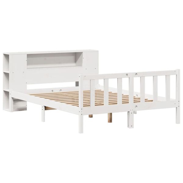 vidaXL Letto Libreria senza Materasso Bianco 135x190 cm Legno di Pino