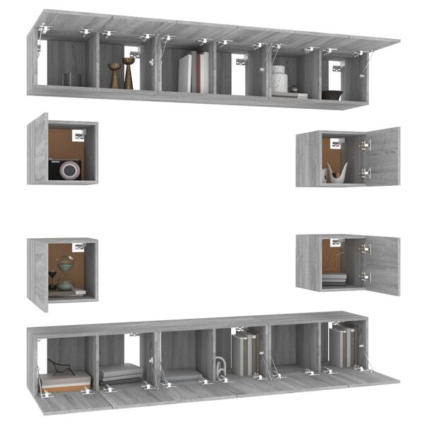 vidaXL Set Mobili Porta TV 10 pz Grigio Sonoma in Legno Multistrato