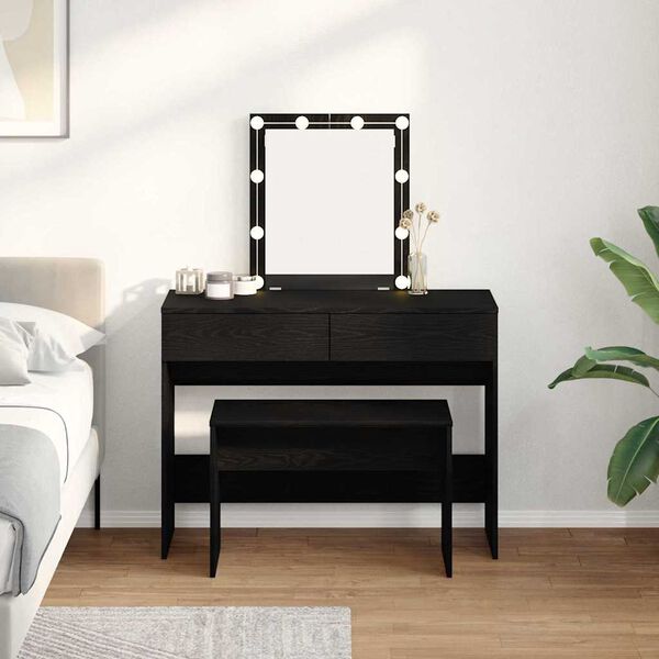 vidaXL Sgabello da dressare Rovere nero 70 x 35 x 45 cm