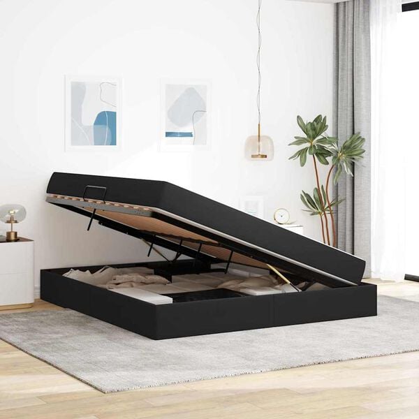 vidaXL Letto con contenitore e materasso Nero 160 x 200 cm Velluto