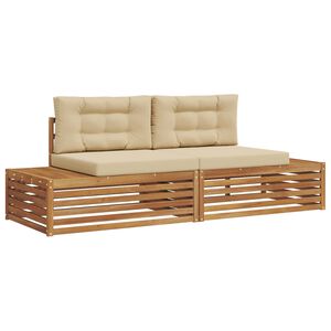 vidaXL Set di divani da esterno Naturale e Beige 203,5 x 83 x 73 cm