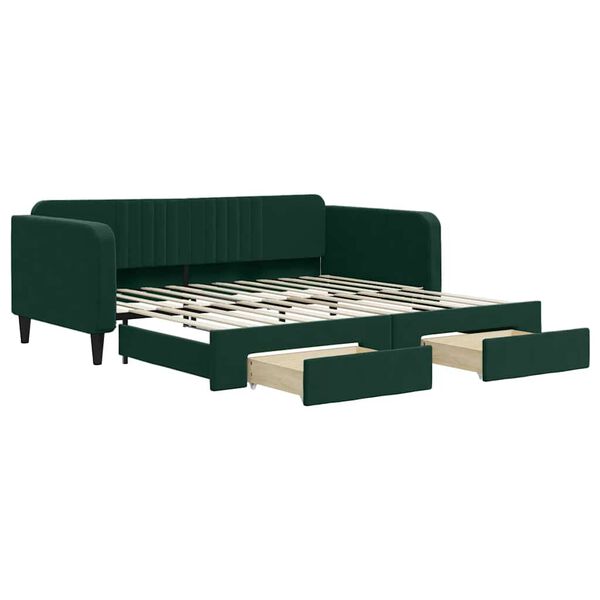 vidaXL Divano Letto Estraibile Cassetti Verde Scuro 100x200cm Velluto