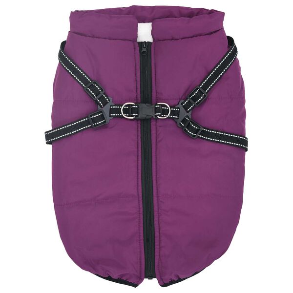 vidaXL Cappotto per Cani con imbracatura Viola L48 Pile e Poliestere