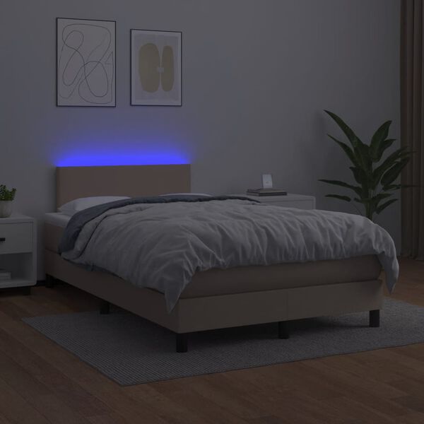 vidaXL Giroletto Molle Materasso e LED Cappuccino 120x190cm Similpelle