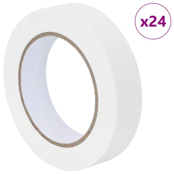 vidaXL Nastri Adesivi per Pittori 24 pcs Bianco 25mm x 50m Carta