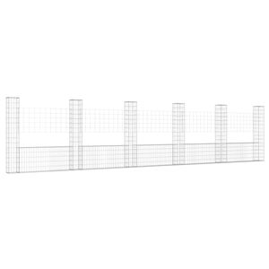 vidaXL Cesto Gabbione a U con 6 Pali in Ferro 620x20x150 cm