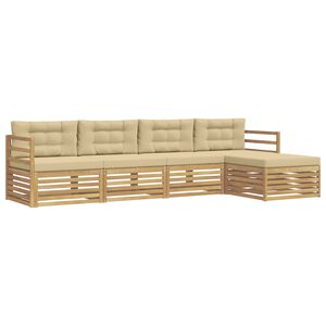 vidaXL Set di divani da esterno 5 pz Bianco e Beige Poliestere