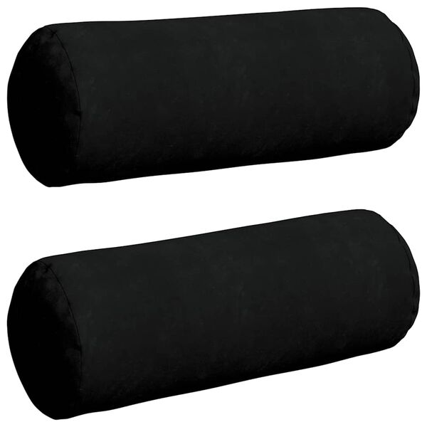 vidaXL Cuscini a rullo 2 pcs Nero Ø 25 x 70 cm Tessuto in Microfibra