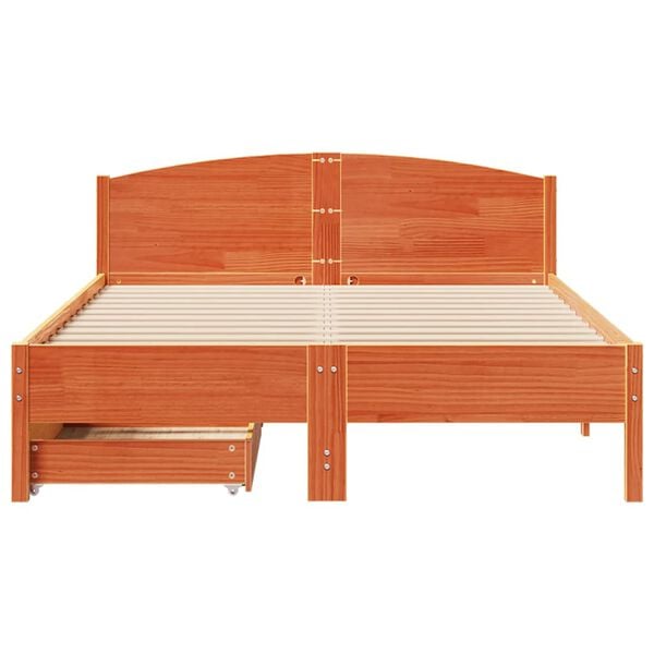 vidaXL Letto senza Materasso Marrone Cera 150x200 cm in Legno di Pino