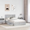 vidaXL Letto con Contenitore con testiera Grigio Sonoma 135 x 190 cm