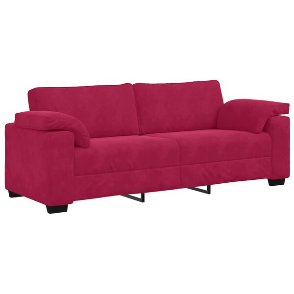 vidaXL Divano a 3 Posti Rosso Vino 220x77x82 cm in Velluto