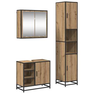 vidaXL Set di mobili per il bagno 3 pz Rovere artigianale