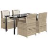 vidaXL Set da Pranzo da Giardino 5 pz con Cuscini Beige in Polyrattan