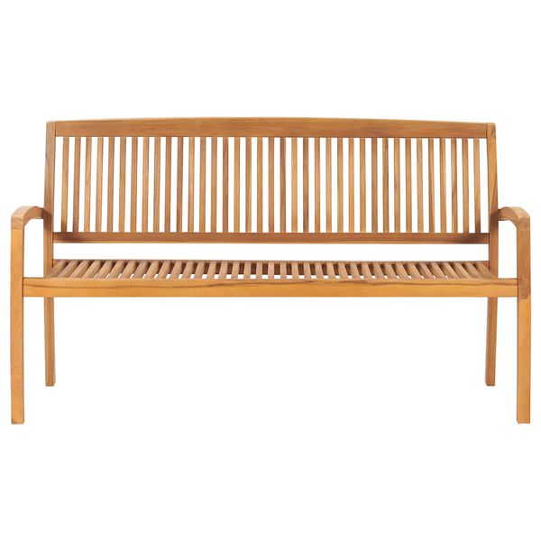 vidaXL Panchina Giardino Impilabile 3 Posti 159 cm Legno Massello Teak