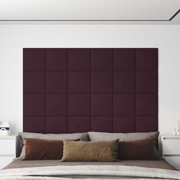 vidaXL Pannelli Murali 12 pz Viola 30x30 cm in Tessuto 1,08 m&sup2;
