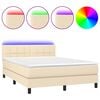 vidaXL Letto a Molle con Materasso e LED Crema 140x190 cm in Tessuto